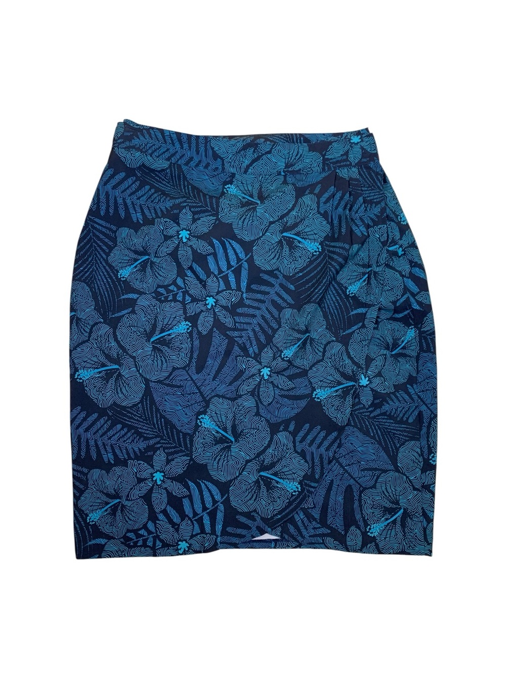 RipSkirt Hawaii Blue Tropical Print Travel Pencil Skirt Pull On XL Wrap